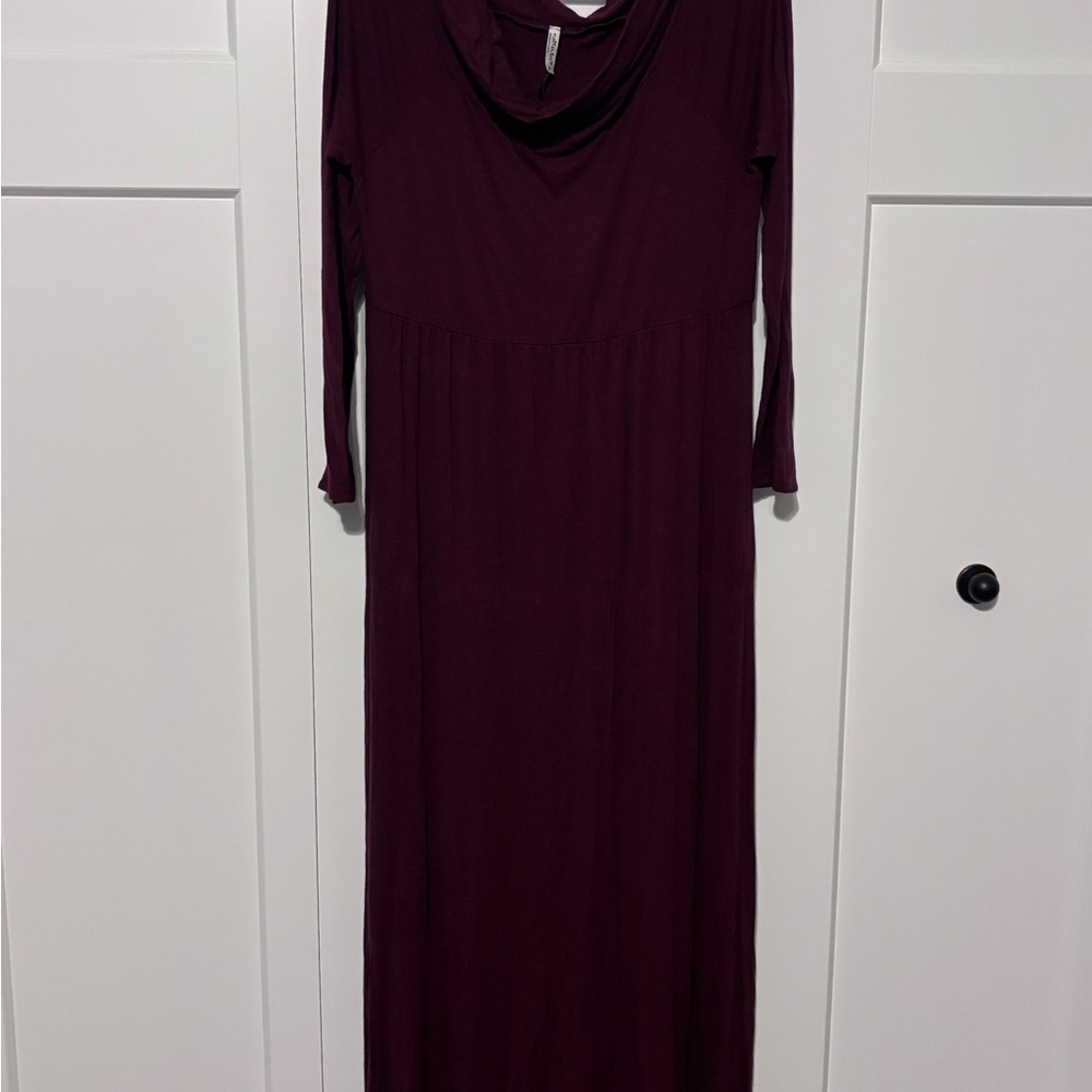 Mother Bee Maternity Burgundy Long Sleeve Dress